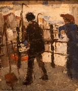 Rik Wouters De schilder op de Hoogbrug in Mechelen oil